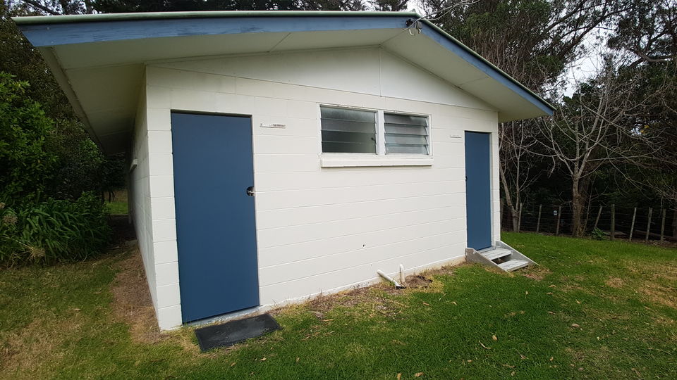 The ablution block behind the cottage